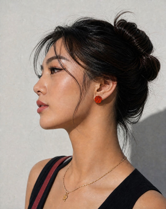 Basketball Stud Earrings | Lightweight Wooden Sports Earrings